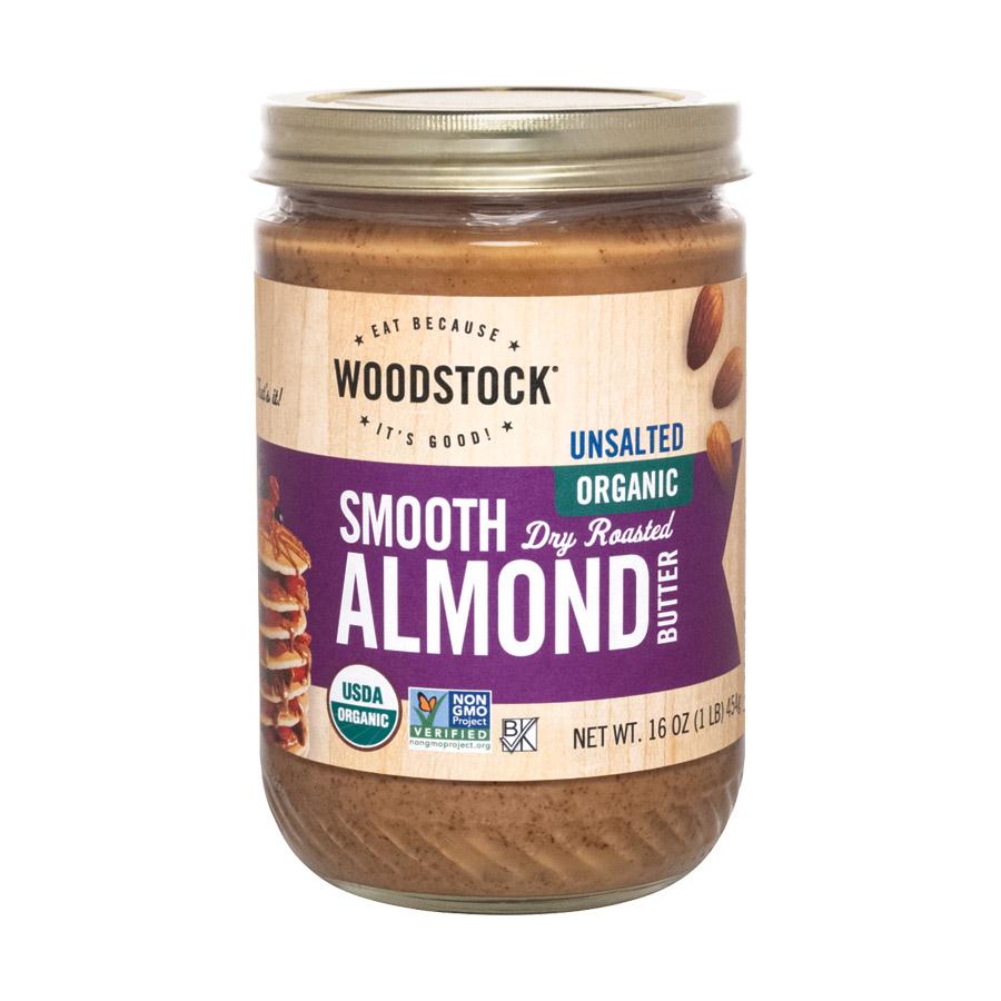 Woodstock Organic Almond Butter - Smooth - Unsalted - Case Of 12 - 16 Oz.