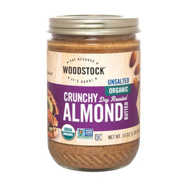 Woodstock Organic Almond Butter - Crunchy - Unsalted - Case Of 12 - 16 Oz.