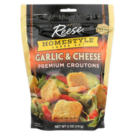 Reese Whole Grain Croutons - Garlic And Cheese - Case Of 12 - 5 Oz.