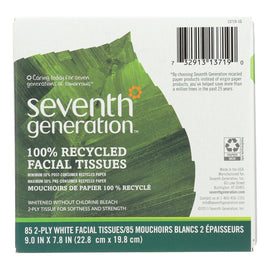 Seventh Generation Recycled Facial Tissue - Cube - Case Of 36 - 85 Count