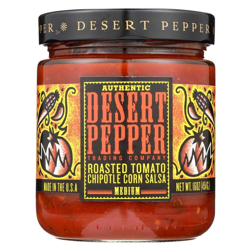 Desert Pepper Trading Medium Hot Roasted Tomato Chipotle Corn Salsa - Case Of 6 - 16 Oz.