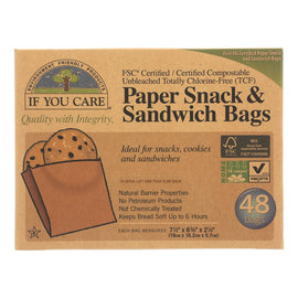 If You Care Bags - Snack And Sandwich - Paper - Unbleached - 48 Count - Case Of 12