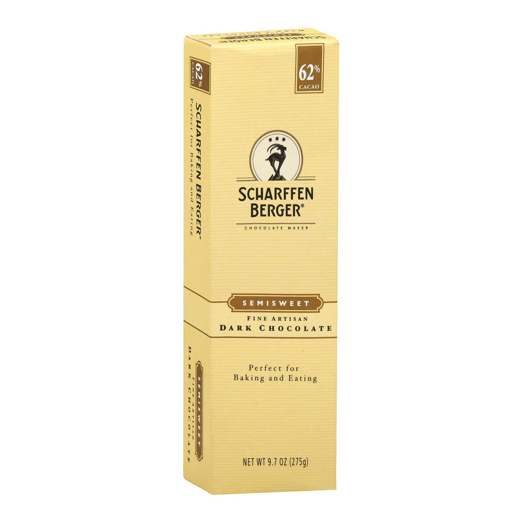 Scharffen Berger Semisweet 62 Percent Cacao Fine Artisan Dark Chocolate Bar - Case Of 6 - 9.7 Oz.
