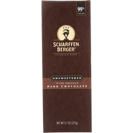 Scharffen Berger Baking Chocolate - 99 Percent Unsweetened - Bar - 9.7 Oz - Case Of 6