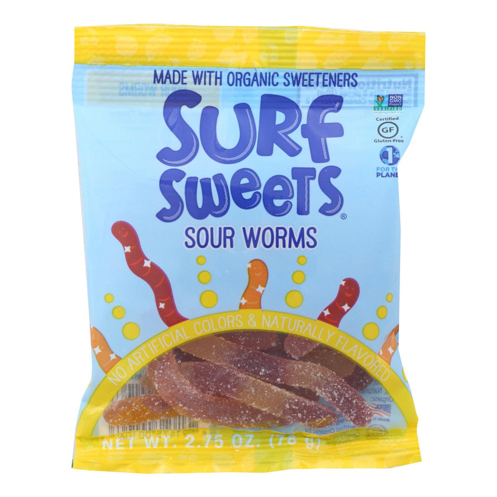 Surf Sweets Gummy Worms - Sour - Case Of 12 - 2.75 Oz.