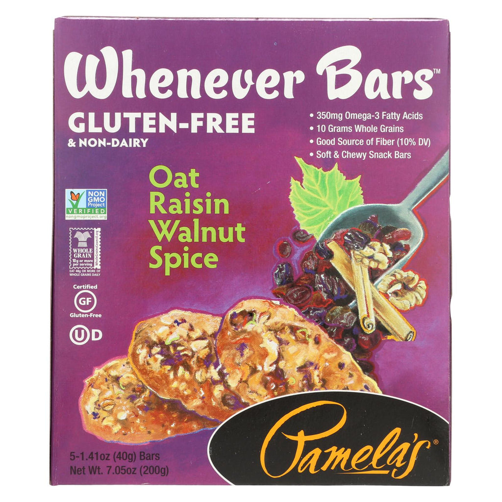 Pamela's Products Oat Spice Whenever Bars - Raisin Walnut - Case Of 6 - 1.41 Oz.