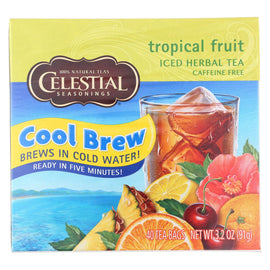Celestial Seasonings Cool Brew Ice Herbal Tea - Tropical Fruit - Case Of 6 - 40 Bags