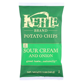 Kettle Brand Potato Chips - Sour Cream And Onion - Case Of 15 - 5 Oz.