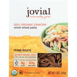 Jovial Pasta - Organic - Whole Grain Einkorn - Penne Rigate - 12 Oz - Case Of 12