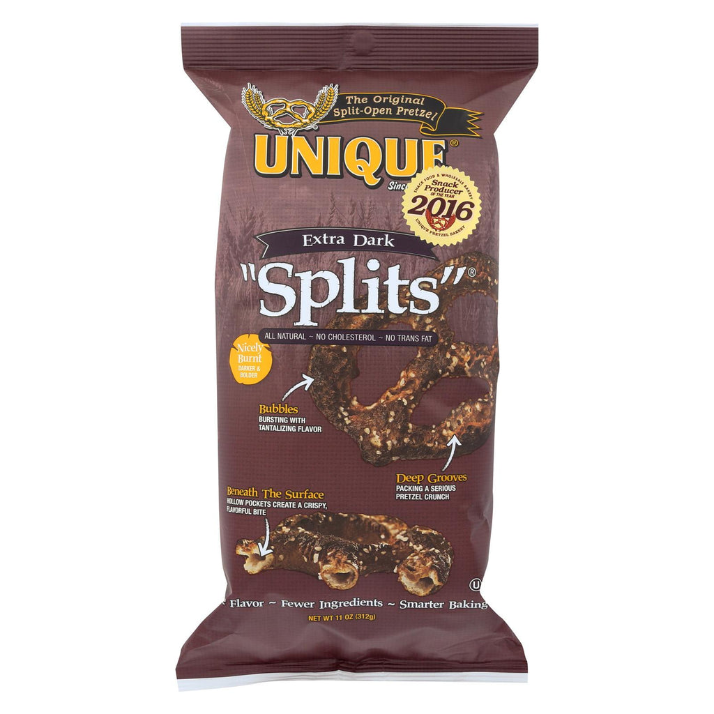 Unique Pretzels Splits - Extra Dark - Case Of 12 - 11 Oz.
