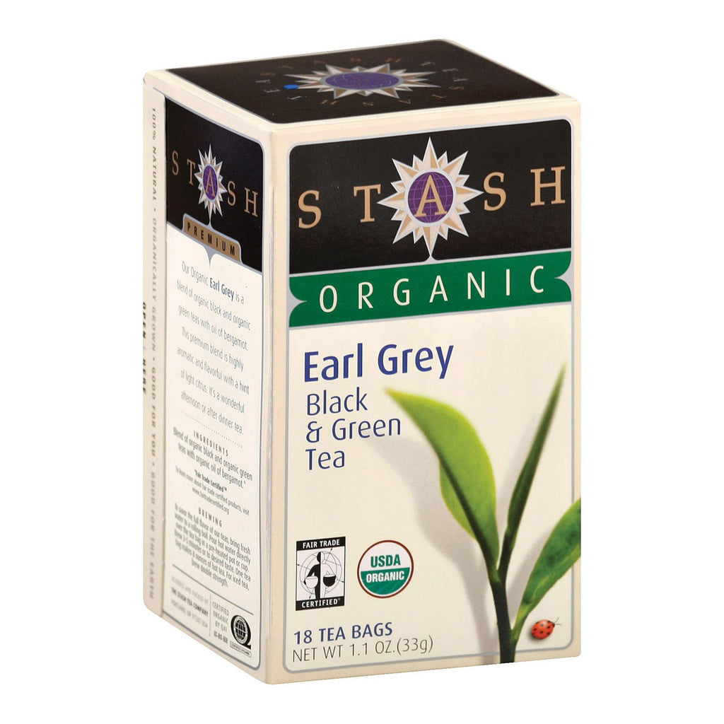 Stash Tea Organic Earl Grey Black And Green Tea - Case Of 6 - 18 Bags