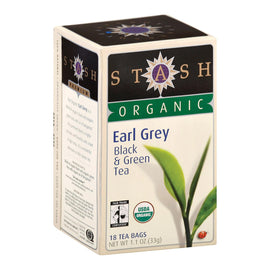 Stash Tea Organic Earl Grey Black And Green Tea - Case Of 6 - 18 Bags