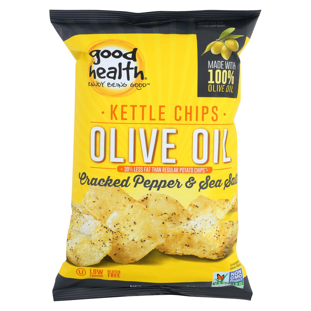 Good Health Kettle Chips - Cracked Peppe And Sea Salt - Case Of 12 - 5 Oz.