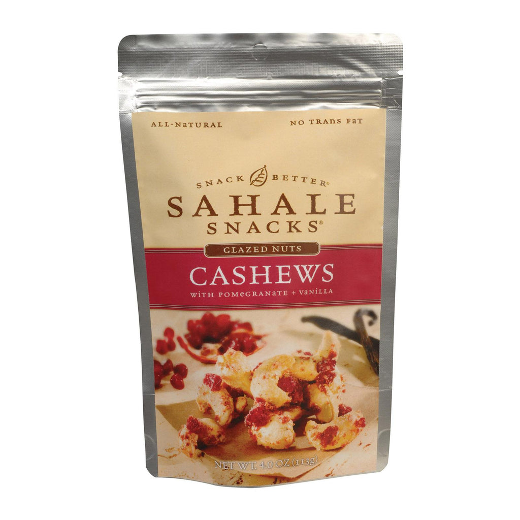 Sahale Snacks Cashews Glazed Nuts - Pomegranate And Vanilla - Case Of 6 - 4 Oz.