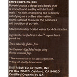Numi Emperor's Puerh Black Tea - 16 Tea Bags - Case Of 6
