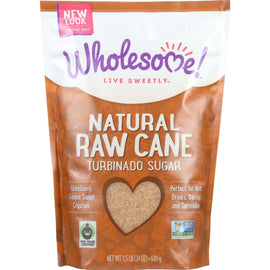 Wholesome Sweeteners Sugar - Natural Raw Cane - Turbinado - Fair Trade - 1.5 Lb - Case Of 12