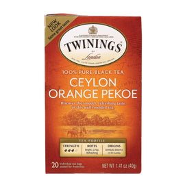 Twining's Tea Black Tea - Ceylon Orange Pekoe - Case Of 6 - 20 Bags