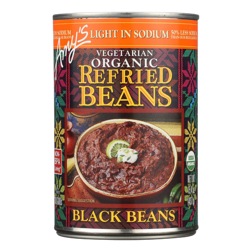 Amy's Organic Light In Sodium Refried Black Beans - Case Of 12 - 15.4 Oz.