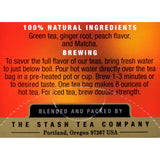 Stash Tea Ginger Peach Green W- Matcha - 18 Tea Bags - Case Of 6