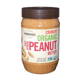Woodstock Organic Easy Spread Peanut Butter - Crunchy - Case Of 12 - 35 Oz.