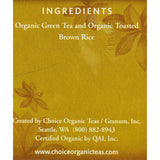 Choice Organic Teas Green Tea With Toasted Brown Rice - 16 Tea Bags - Case Of 6