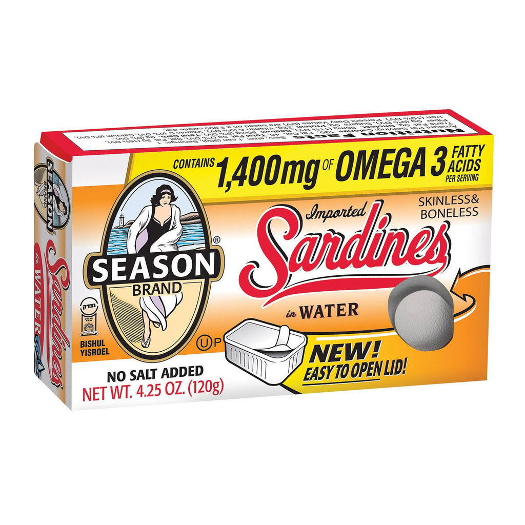 Season Brand Skinless And Boneless Sardines In Water  - No Salt Added - Case Of 12 - 4.25 Oz.