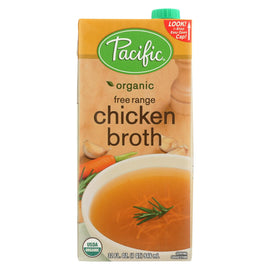 Pacific Natural Foods Chicken Broth - Free Range - Case Of 12 - 32 Fl Oz.