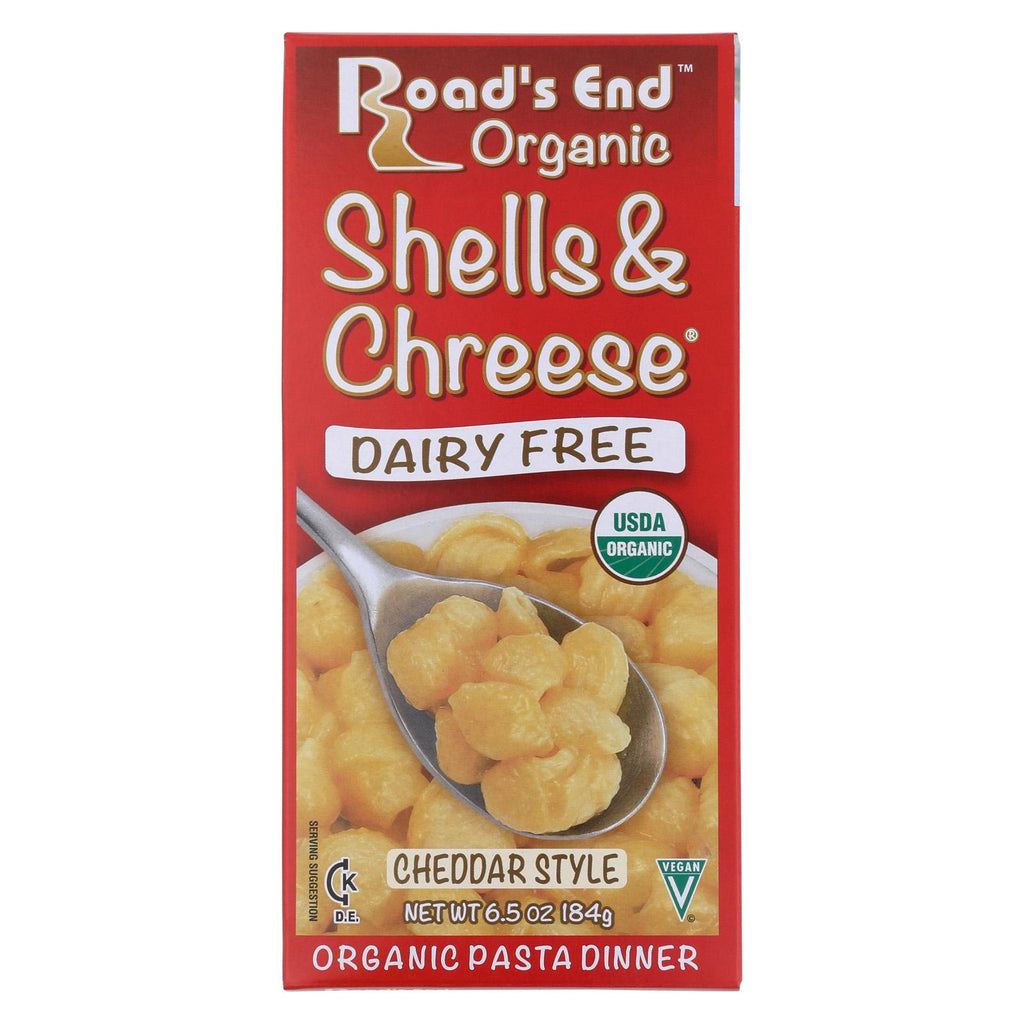 Road's End Organics Shells And Cheese Pasta - Cheddar Style - Case Of 12 - 6.5 Oz.