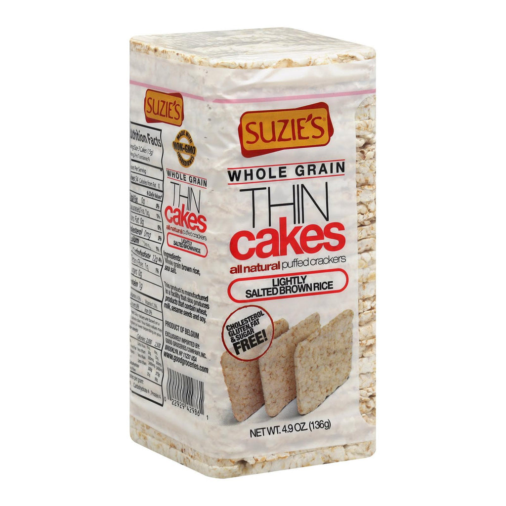 Suzie's Thin Cakes - Brown Rice Lightly Salted - Case Of 12 - 4.9 Oz.