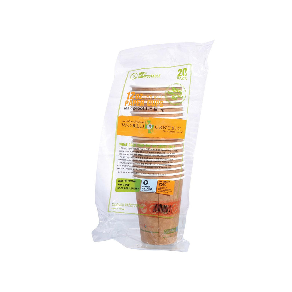 World Centric Compostable Hot Paper Cups - Case Of 12 - 12 Oz.
