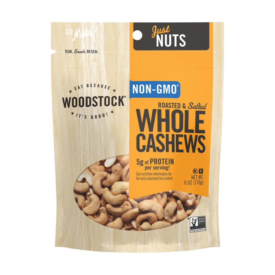 Woodstock Cashews - Roasted - Salted - Case Of 8 - 6 Oz.