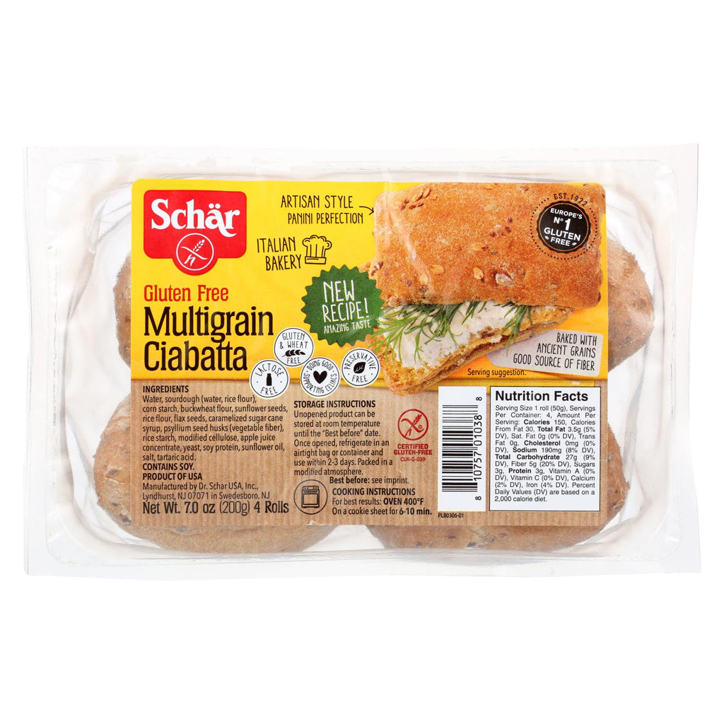 Schar Multigrain Ciabatta Rolls Gluten Free - Case Of 6 - 7 Oz.
