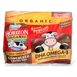 Horizon Organic Dairy Milk - Organic - 1 Percent - Lowfat - Box - Chocolate - Plus Dha Omega-3 - 6-8 Oz - Case Of 3