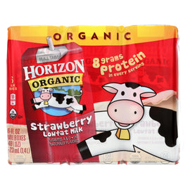 Horizon Organic Dairy Low-fat Milk - Strawberry - Case Of 3 - 8 Fl Oz.