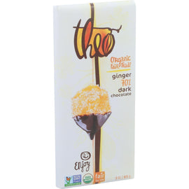 Theo Chocolate Organic Chocolate Bar - Classic - Dark Chocolate - 70 Percent Cacao - Ginger - 3 Oz Bars - Case Of 12