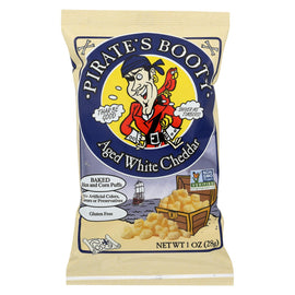 Pirate Brands Booty Puffs - Aged White Cheddar - Case Of 24 - 1 Oz.