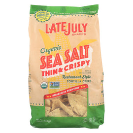 Late July Snacks Organic Tortilla Chips - Thin And Crispy Sea Salt - Case Of 9 - 11 Oz.