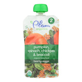 Plum Organics Second Blends Hearty Veggie Meal - Spinach Pumpkin And Chickpea - Case Of 6 - 3.5 Oz.