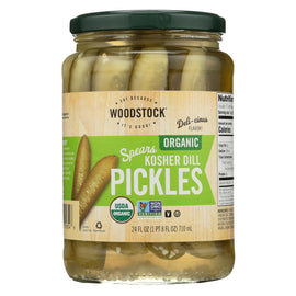 Woodstock Organic Pickles - Kosher Dill - Spears - Case Of 6 - 24 Oz.