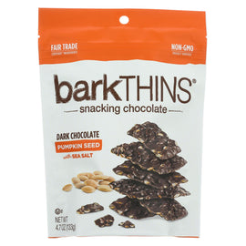 Bark Thins Snacking Dark Chocolate - Pumpkin Seed With Sea Salt - Case Of 12 - 4.7 Oz.