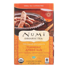 Numi Tea - Organic - Turmeric - Amber Sun - 12 Bags - Case Of 6