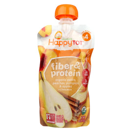 Happy Tot Toddler Food - Organic - Fiber And Protein - Stage 4 - Apple Peach Pumpkin And Cinnamon - 4 Oz - Case Of 16