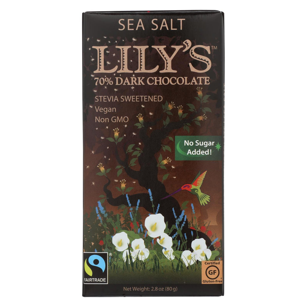 Lily's Sweets Chocolate Bar - Dark Chocolate - 70 Percent Cocoa - Sea Salt - 2.8 Oz Bars - Case Of 12