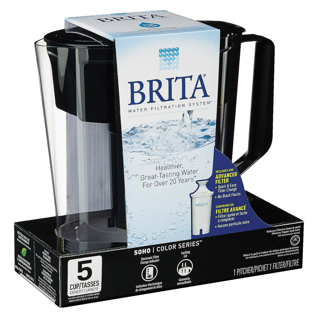 Brita - Soho Pitcher Water Filtration System - Black - Case Of 2