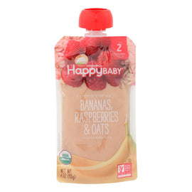 Happy Baby Happy Baby Clearly Crafted - Bananas, Raspberries And Oats - Case Of 16 - 4 Oz.