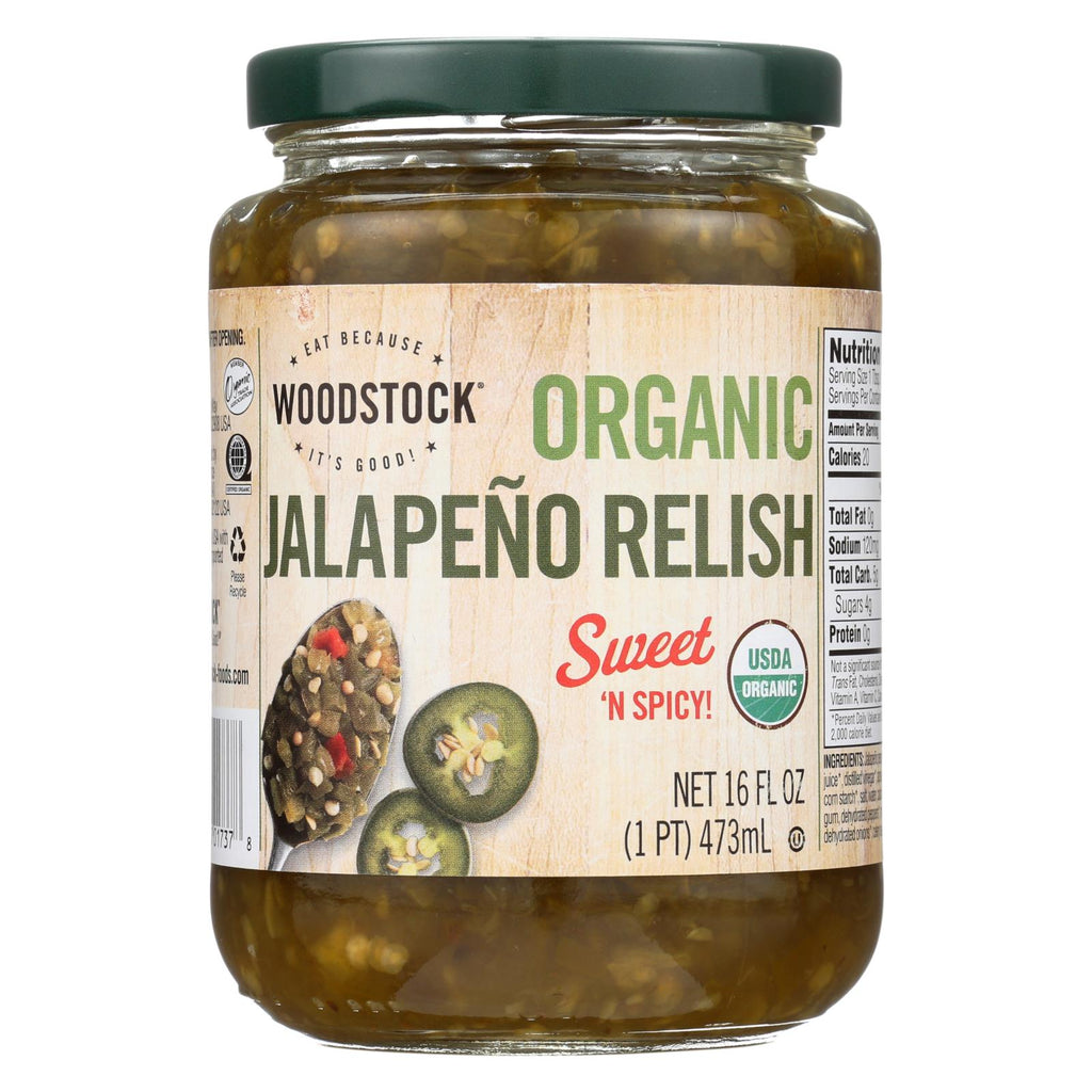 Woodstock Organic Jalapeno Relish - Case Of 6 - 16 Oz.