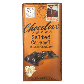 Chocolove Xoxox - Dark Chocolate Bar - Salted Caramel - Case Of 10 - 3.2 Oz