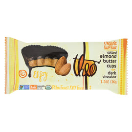 Theo Chocolate Salted Almond Butter Cups - Dark Chocolate - Case Of 12 - 1.3 Oz.
