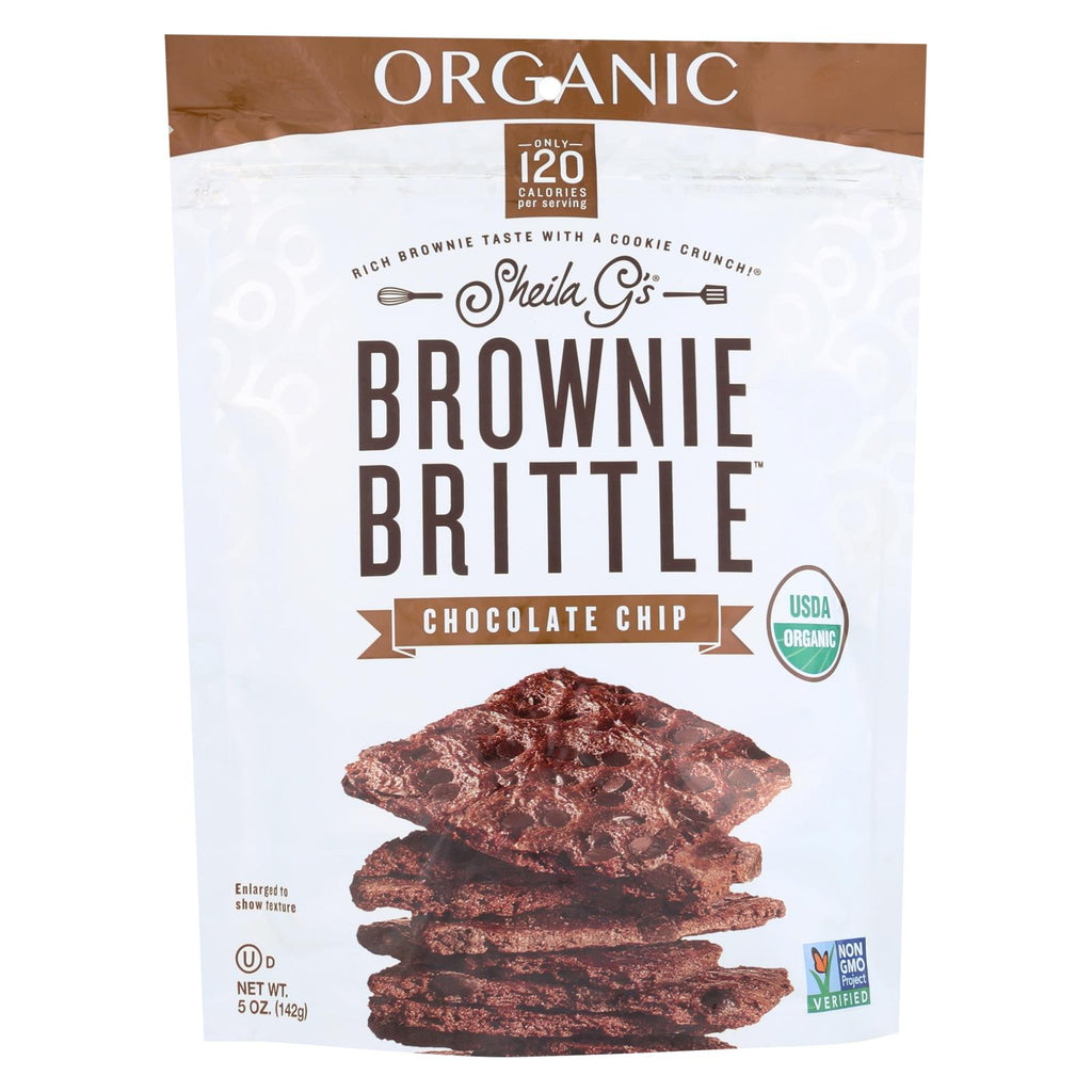Sheila G's Organic Brownie Brittle - Chocolate Chip - Case Of 12 - 5 Oz.