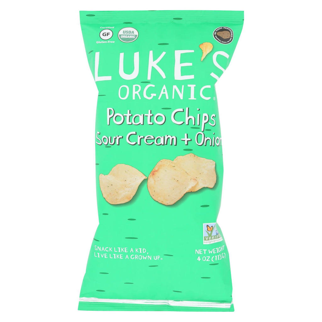 Luke's Organic Sour Cream And Onion Potato Chips - Case Of 9 - 4 Oz.